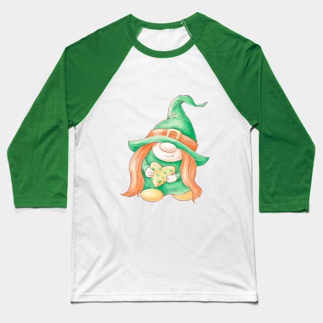 Girl St. Patrick's Day Gnome Baseball T-Shirt by Wanderer Bat